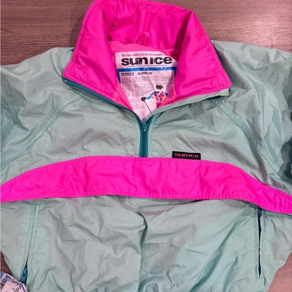 Retro vintage Sunice ski jacket 1/2 zip Windbreaker Sz 10 - Picture 2 of 8